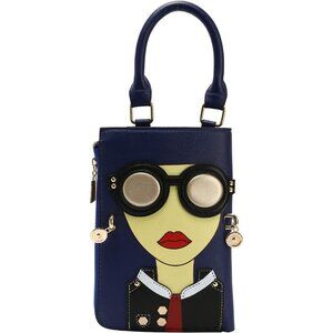 Blue Lady Face Shoulder Bag ,Clutch Purse for Women's